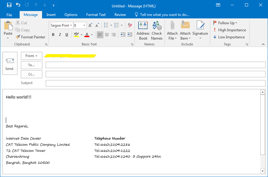 microsoft outlook signature examples with telephone logo